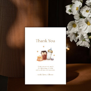 Minimal Café Coffee Pancake Pacifier Baby shower Thank You Card