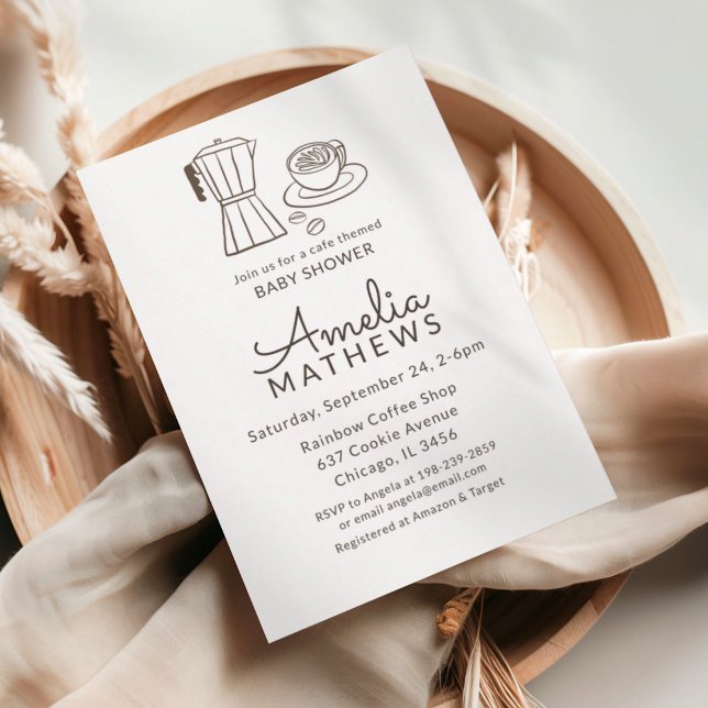 Minimal Cafe Themed Baby Shower Invitation (Creator Uploaded)