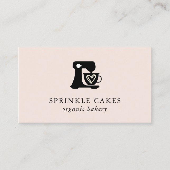 Minimal Cake Mixer Bakery Business Card (Front)