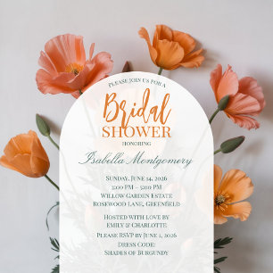 Minimal California Poppy Floral Bridal Shower Invitation