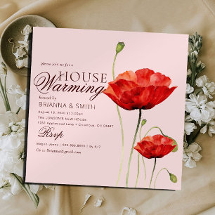 Minimal Calligraphy and Roses Housewarming Invitation