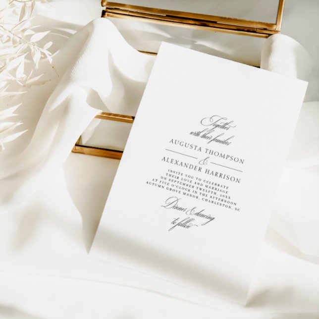 Minimal Calligraphy Black & White Classic Wedding Invitation (Creator Uploaded)