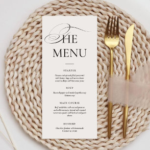 Minimal Calligraphy Black & White Dinner Wedding Menu