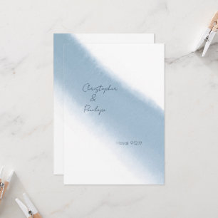 Minimal Calligraphy Blue Watercolor Save the Date Invitation