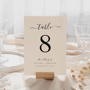 Minimal Calligraphy Boho Colour Wedding Table Number