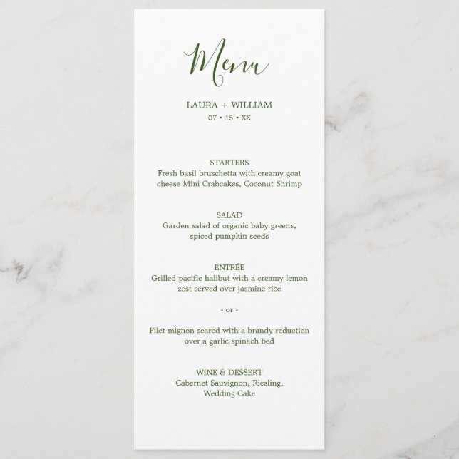Minimal Calligraphy Christmas Wedding Dinner Menu (Front)