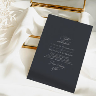 Minimal Calligraphy Dark Grey Classic Wedding Invitation