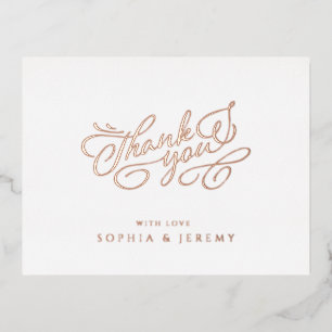 Minimal Calligraphy Elegant Script Thank You Foil Invitation Postcard