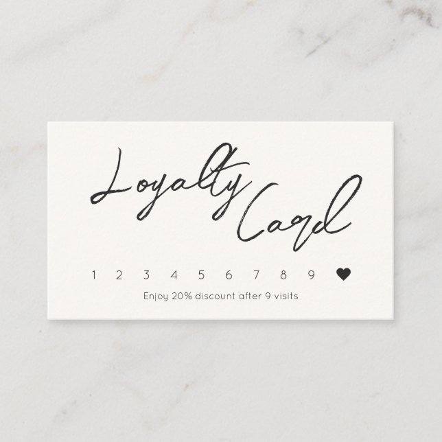 Minimal Calligraphy Handwritten Business QR Code Loyalty Card (Front)
