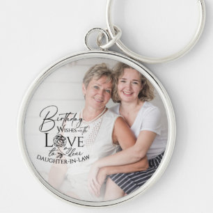 Minimal Calligraphy Photo Birthday Daughter-in-law Key Ring