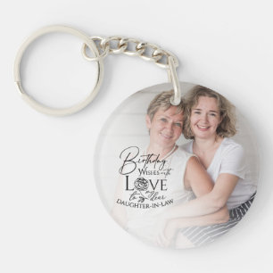 Minimal Calligraphy Photo Birthday Daughter-in-law Key Ring