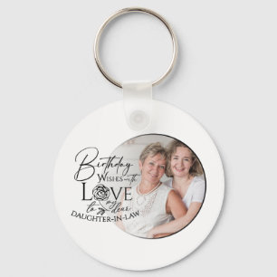 Minimal Calligraphy Photo Birthday Daughter-in-law Key Ring