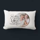 Minimal Calligraphy Photo Birthday Daughter-in-law Lumbar Cushion<br><div class="desc">This birthday design for a nephew features expressive calligraphy paired with clean, modern typography that highlights love, celebration, and heartfelt birthday wishes. The flowing script and bold lettering are thoughtfully arranged beside a circular photo frame, allowing a personal photograph of the nephew to blend naturally with the text. Delicate decorative...</div>
