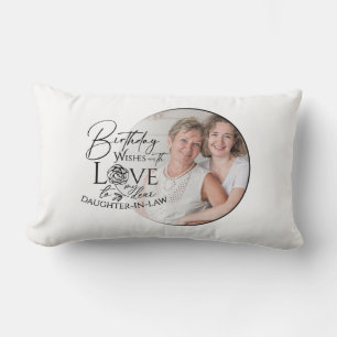 Minimal Calligraphy Photo Birthday Daughter-in-law Lumbar Cushion
