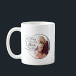 Minimal Calligraphy Photo Birthday Granddaughter Coffee Mug<br><div class="desc">This modern minimalist birthday design for a granddaughter features graceful calligraphy blended with clean, contemporary typography that gently highlights love and birthday wishes. The flowing handwritten script is balanced with simple lettering and generous spacing, creating a calm, uncluttered composition. A soft circular photo frame integrates naturally with the typography, allowing...</div>