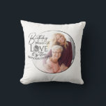 Minimal Calligraphy Photo Birthday Granddaughter Cushion<br><div class="desc">This modern minimalist birthday design for a granddaughter features graceful calligraphy blended with clean, contemporary typography that gently highlights love and birthday wishes. The flowing handwritten script is balanced with simple lettering and generous spacing, creating a calm, uncluttered composition. A soft circular photo frame integrates naturally with the typography, allowing...</div>