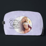 Minimal Calligraphy Photo Birthday Granddaughter Dopp Kit<br><div class="desc">This modern minimalist birthday design for a granddaughter features graceful calligraphy blended with clean, contemporary typography that gently highlights love and birthday wishes. The flowing handwritten script is balanced with simple lettering and generous spacing, creating a calm, uncluttered composition. A soft circular photo frame integrates naturally with the typography, allowing...</div>