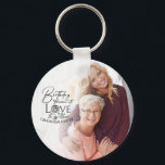 Minimal Calligraphy Photo Birthday Granddaughter Key Ring<br><div class="desc">This modern minimalist birthday design for a granddaughter features graceful calligraphy blended with clean, contemporary typography that gently highlights love and birthday wishes. The flowing handwritten script is balanced with simple lettering and generous spacing, creating a calm, uncluttered composition. A soft circular photo frame integrates naturally with the typography, allowing...</div>