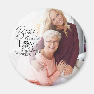 Minimal Calligraphy Photo Birthday Granddaughter Magnet