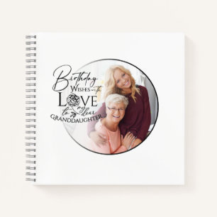Minimal Calligraphy Photo Birthday Granddaughter Notebook
