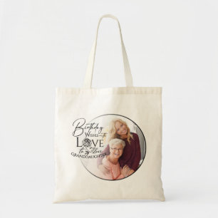 Minimal Calligraphy Photo Birthday Granddaughter Tote Bag