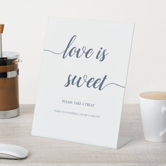 Minimal Calligraphy Script Love is Sweet Pedestal Sign (In SItu)