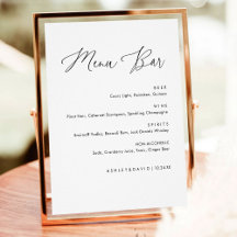 Minimal Calligraphy Wedding Drinks Menu bar Sign