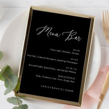 Minimal Calligraphy Wedding Drinks Menu bar Sign