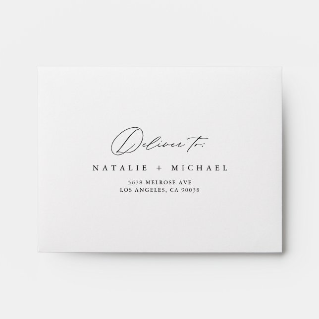 Minimal Calligraphy Wedding RSVP Return Address Envelope (Front)