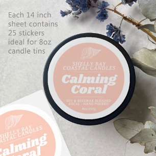 Minimal candle coral label sheet 25