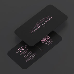 Minimal Car Driver Chauffeur Pink Black Transport Business Card