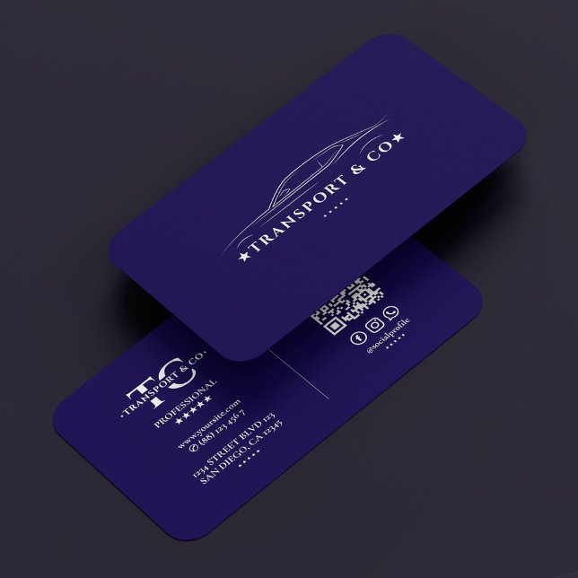 Minimal Car Driver Transport Tour Taxi Dark Blue Business Card (Minimal Car Driver Transport Tour Taxi Dark Blue Business Card
)