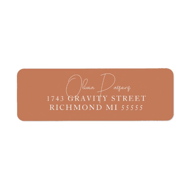 Minimal Caramel Scripted Label Return Address Label (Front)