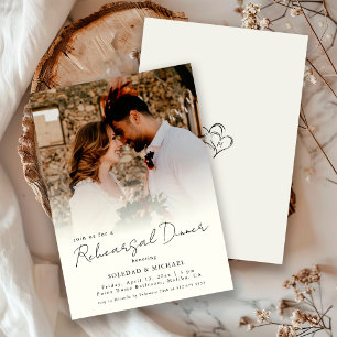 Minimal Casual Script Photo Rehearsal Dinner Invitation