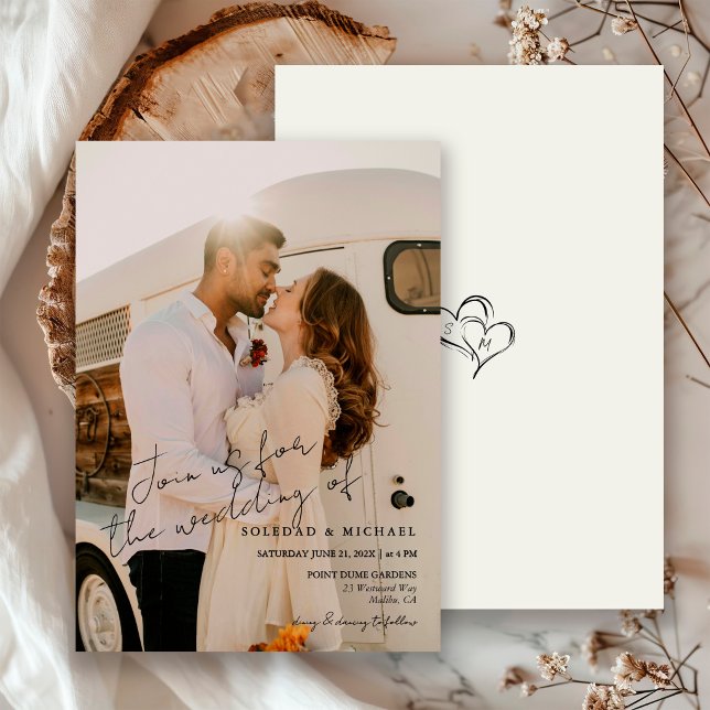 Minimal Casual Wedding Photo | Modern Script Invitation (Creator Uploaded)