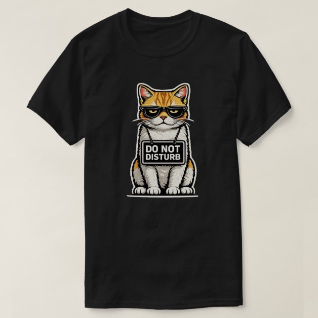 Minimal Cat Do Not Disturb Design T-Shirt (Design Front)