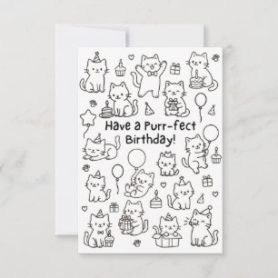 Minimal Cat Doodle Funny Birthday Card