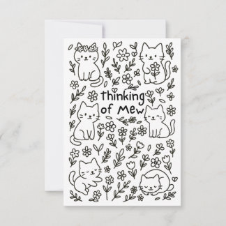 Minimal Cat Doodle Thinking of You Card