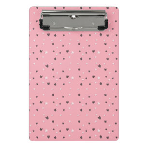 Minimal Cat Faces Pattern on Pink – Cute Pastel Mini Clipboard