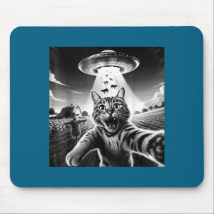 Minimal Cat Ufo Aliens Sarcastic Humor Mouse Pad