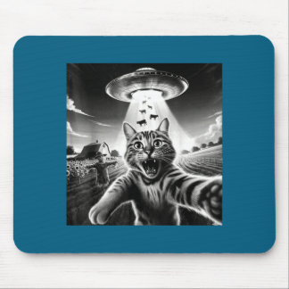 Minimal Cat Ufo Aliens Sarcastic Humor Mouse Pad