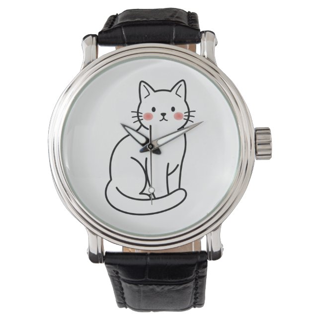 Minimal Cat Watch – Cute Simple Kitty Face (Front)