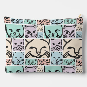 Minimal Cats Line Art Collage Accessory Pouch