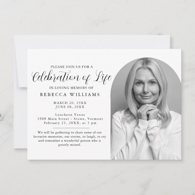 Minimal Celebration of Life Invitations (Front)