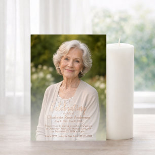 Minimal Celebration of Life Script Photo Rose Gold