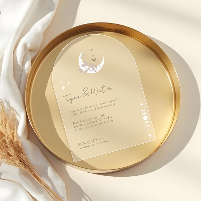 Minimal Celestial Holistic Boho Moon & Stars Arch Acrylic Invitations (Minimal Celestial Holistic Boho Moon & Stars Arch Acrylic Invitations)