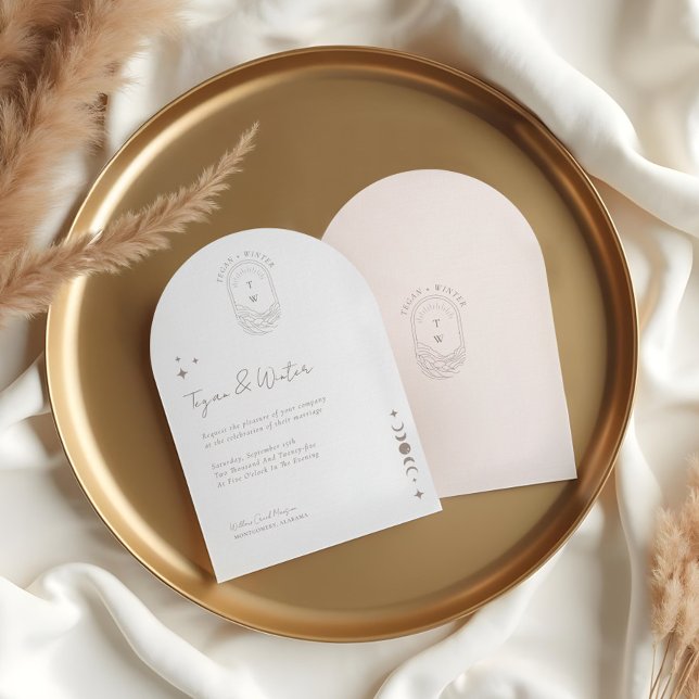 Minimal Celestial Holistic Boho Moon & Stars Arch Invitation (Minimal Celestial Holistic Boho Moon & Stars Arch Invitation)