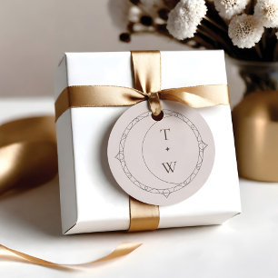 Minimal Celestial Moon & Stars Wedding Monogram Favour Tags