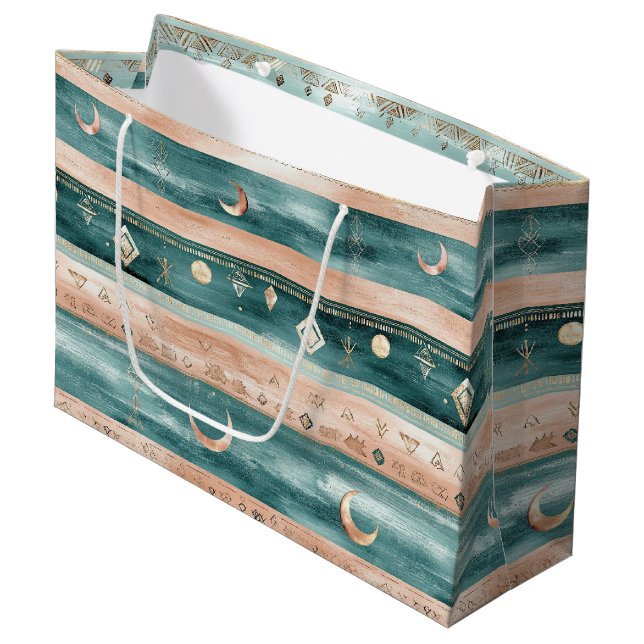 Minimal Celestial Stripe in Earth Tones Large Gift Bag (Front Angled)