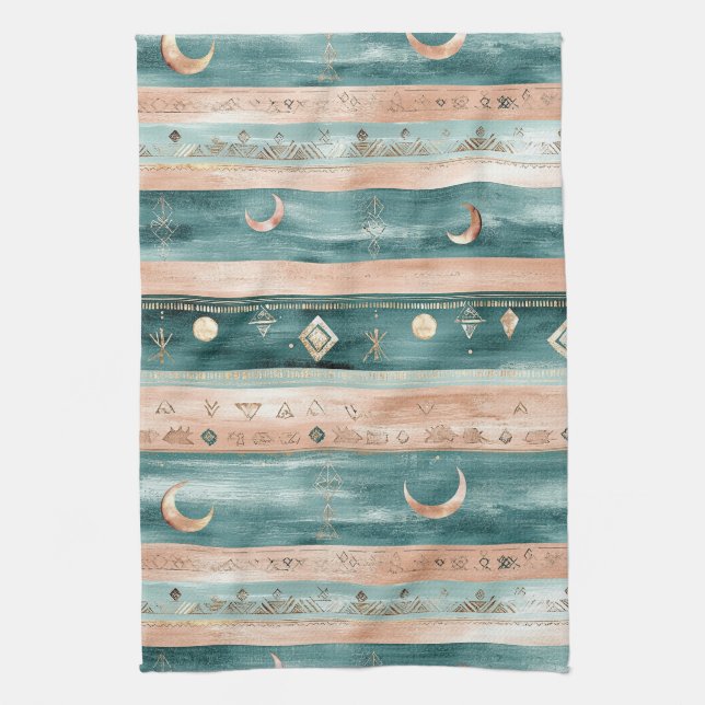 Minimal Celestial Stripe in Earth Tones Tea Towel (Vertical)
